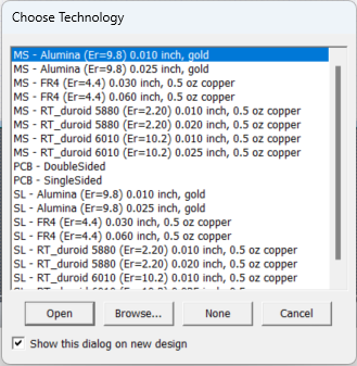 Choose Technology Window