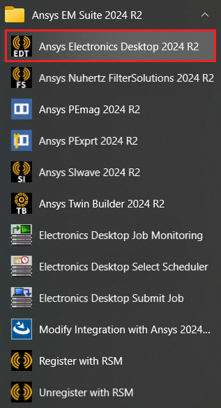 Electronics Desktop in Windows Start Menu
