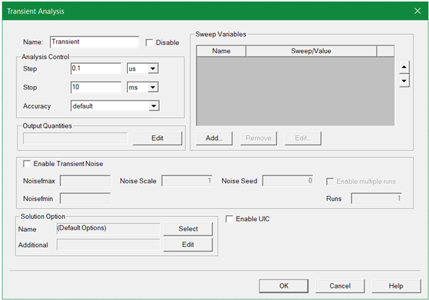 Transient Analysis Window