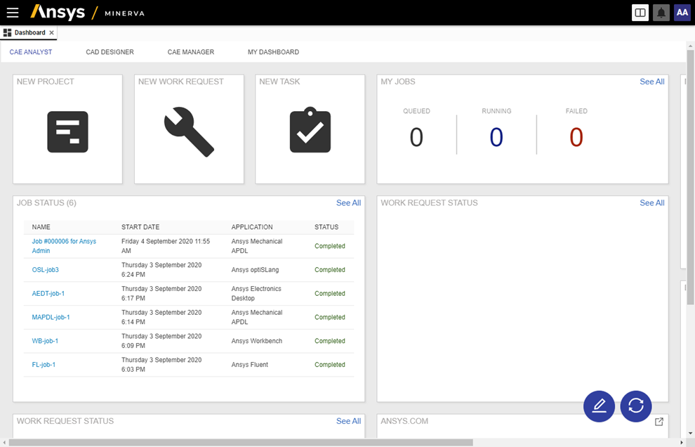 Ansys Minerva Webpage