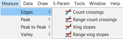 Measure menu, Edges options listed.