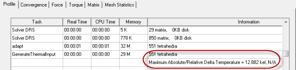 Profile Tab, Information values highlighted.