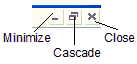 Window boarder with pop up, minimize, close buttons indicted. 