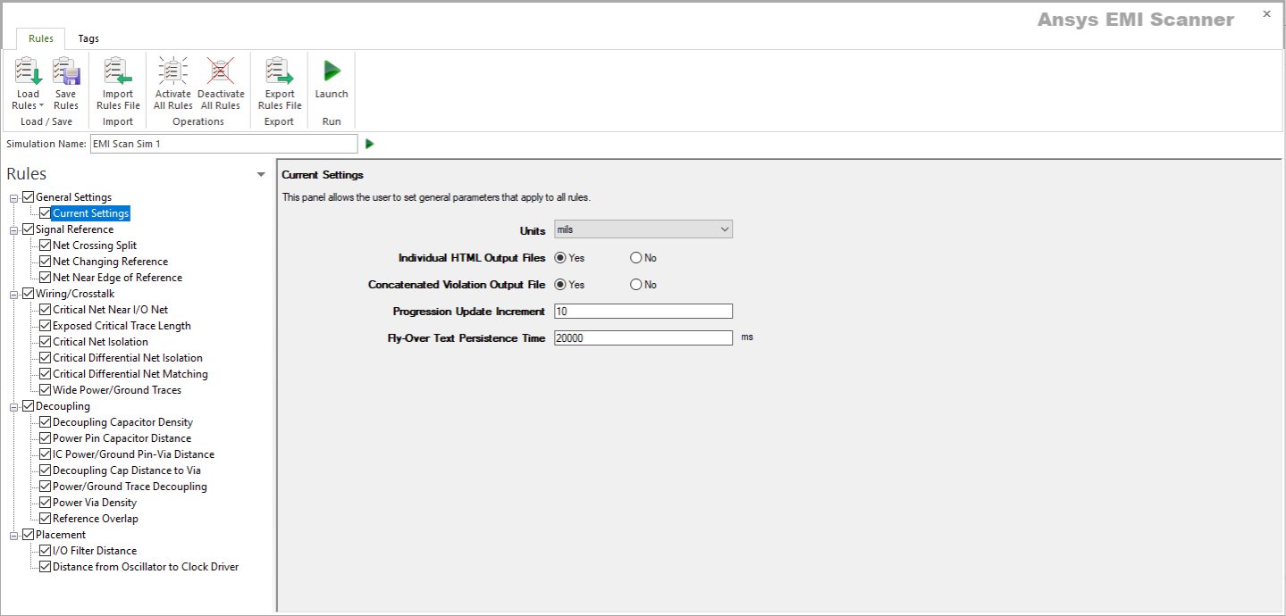 EMI Scanner Rules tab.
