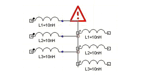 Circuit Schematic with Red Exclamation mark.