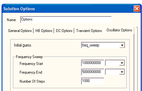 Solution Options Window