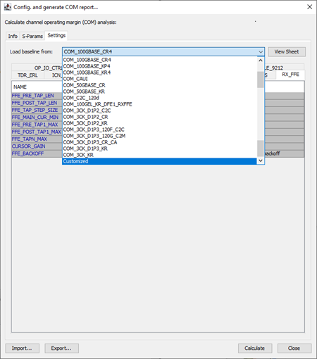 Config and Generate COM Report... Window > Settings Tab
