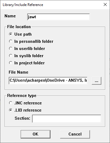 Library/Include Reference Window