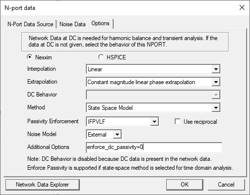 N-Port Data Window > Options Tab