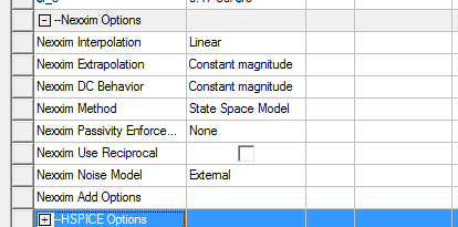 Nexxim Options list.