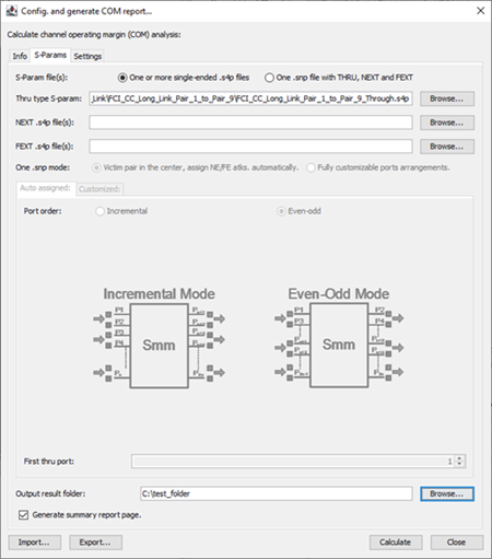 Config. and Generate COM Report... Window