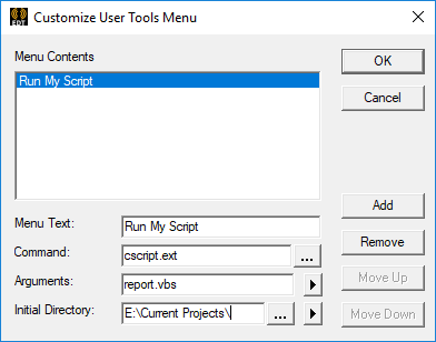 Customize User Tools Menu - Add