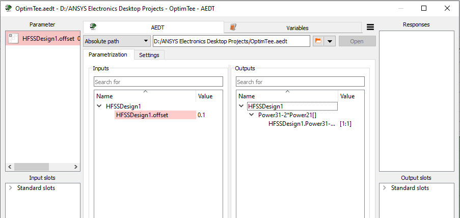OptiSLang Parameterization tab.
