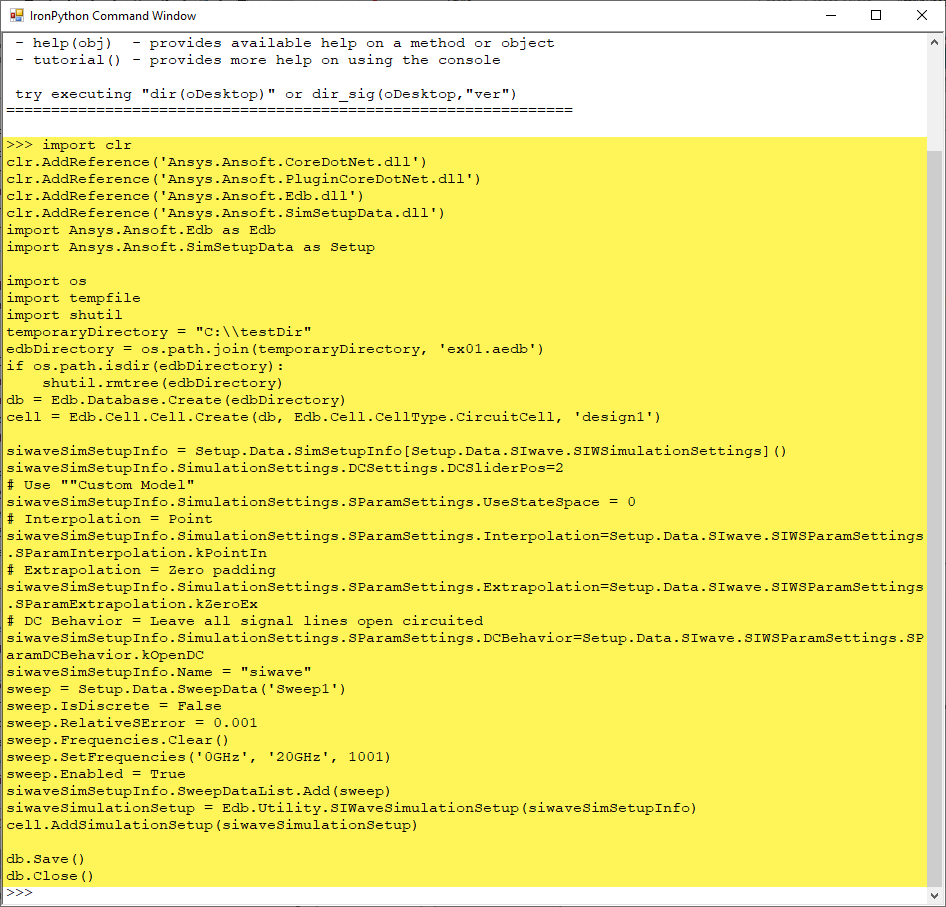 Enter Command Line Text