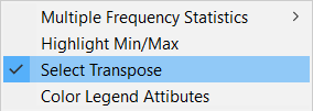 Shortcut menu, Select Transpose selected.