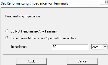 Renormalizing Impedance for Terminals dialog.