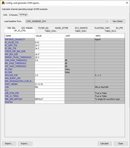 Config and Generate COM Report... Window > Settings Tab