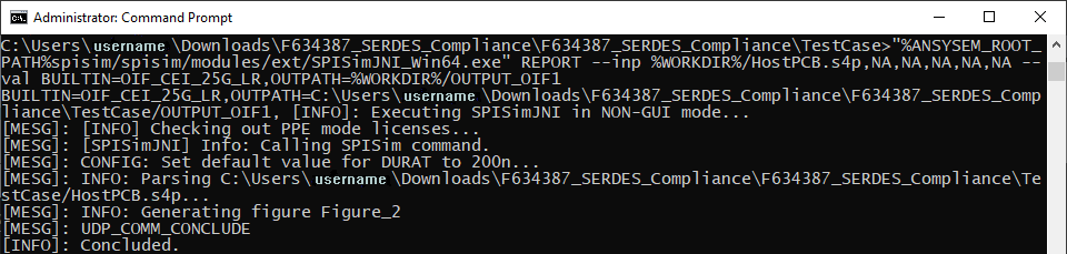 SPISim SPro Compliance Analysis Report via Command Line