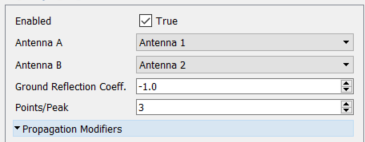 Two Ray Path Loss Coupling property panel.