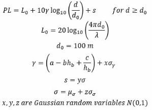 Erceg coupling median path loss equations.