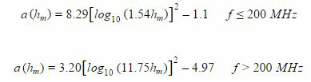 Equations for mobile station antenna correction factor.