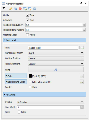 Marker properties panel.