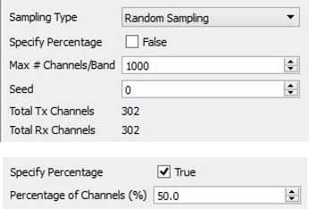 Random sampling configuration panel.