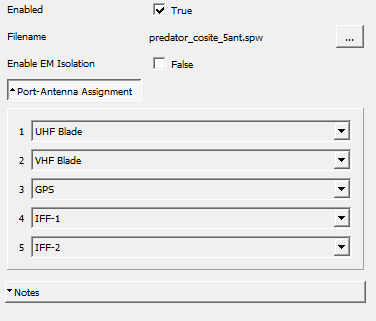 S-parameter property panel