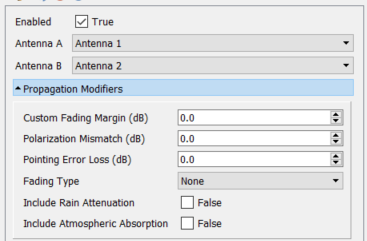 Path loss coupling property panel