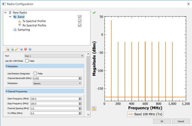Radio configuration window.
