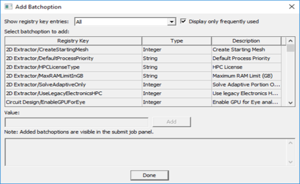Add Batchoption window. 