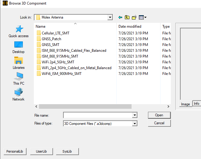 Browse 3D Components dialog.