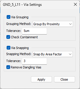 Via Settings Window