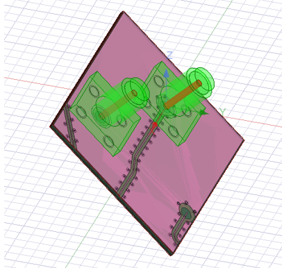 Modeler viewer with 3 components, rotated view.