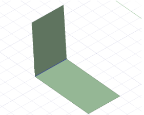 Model of two 2D planes at a 90° angle and a wedge on the edge of contact.