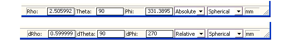 Toolbar with Spherical Coordinates