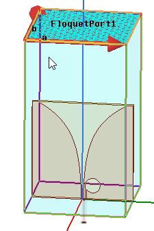 Model of antenna fed by a coax line with a waveport.
