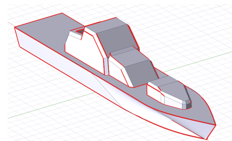 3D model of a ship with wedges visible.