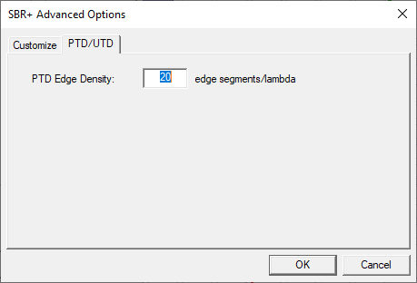 SBR+ Advanced Options dialog. PTD/UTD tab.