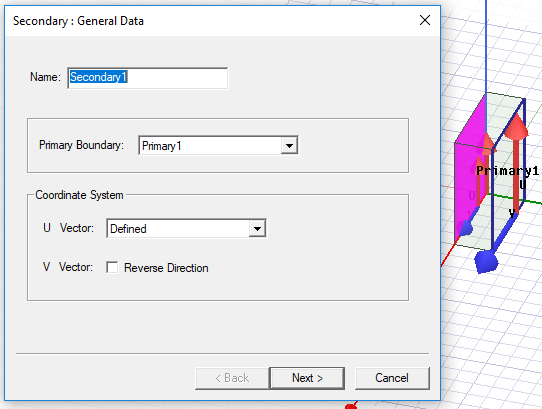 Secondary: General Data dialog. 