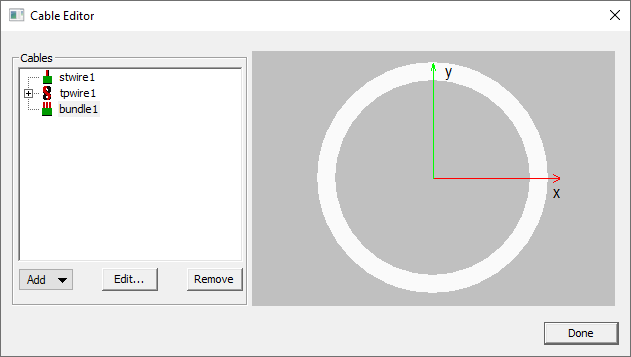 Cable Editor window.