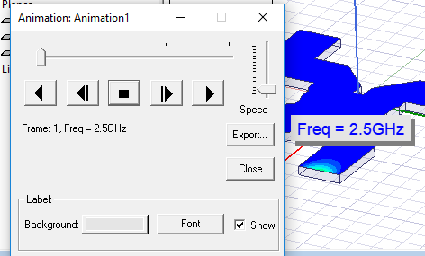 Animation Dialog, play button depressed.