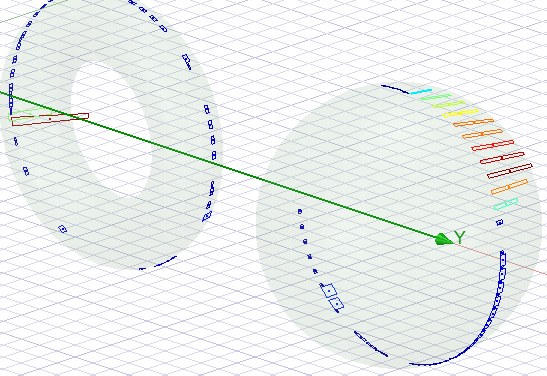 Modeler window, ray tube projection for each ray bounce