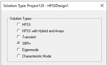 Solution type dialog.
