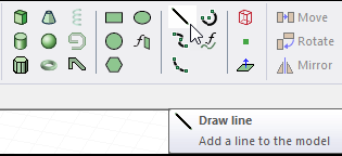 Draw tab ribbon, Line option selected.