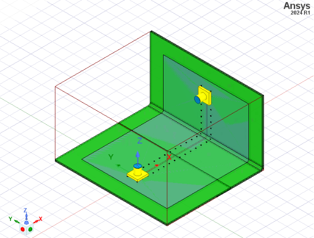 Bent model containing two 3D components.