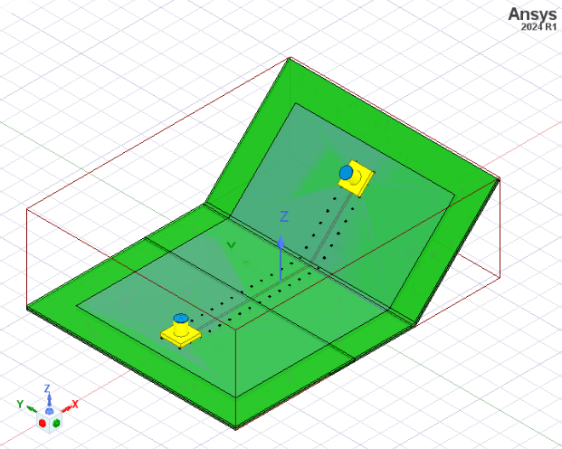 Bent model containing two 3D components.