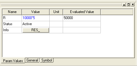 Param Values tab in an application window. 
