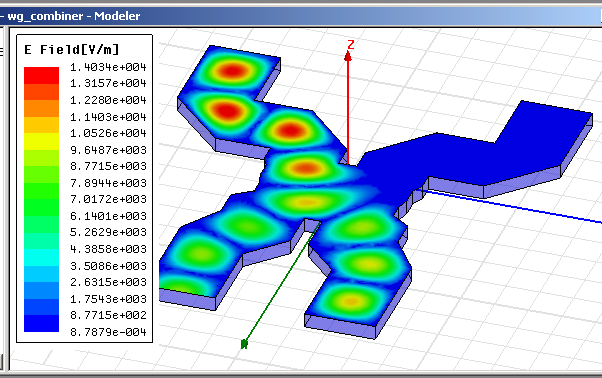 Waveguide combiner model with animation field and legend.