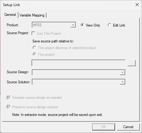 Setup Link Window